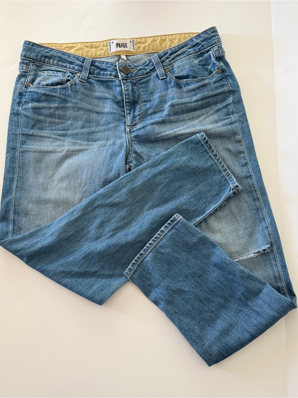 PAIGE Medium Light Blue Straight Leg Denim Jeans Women’s